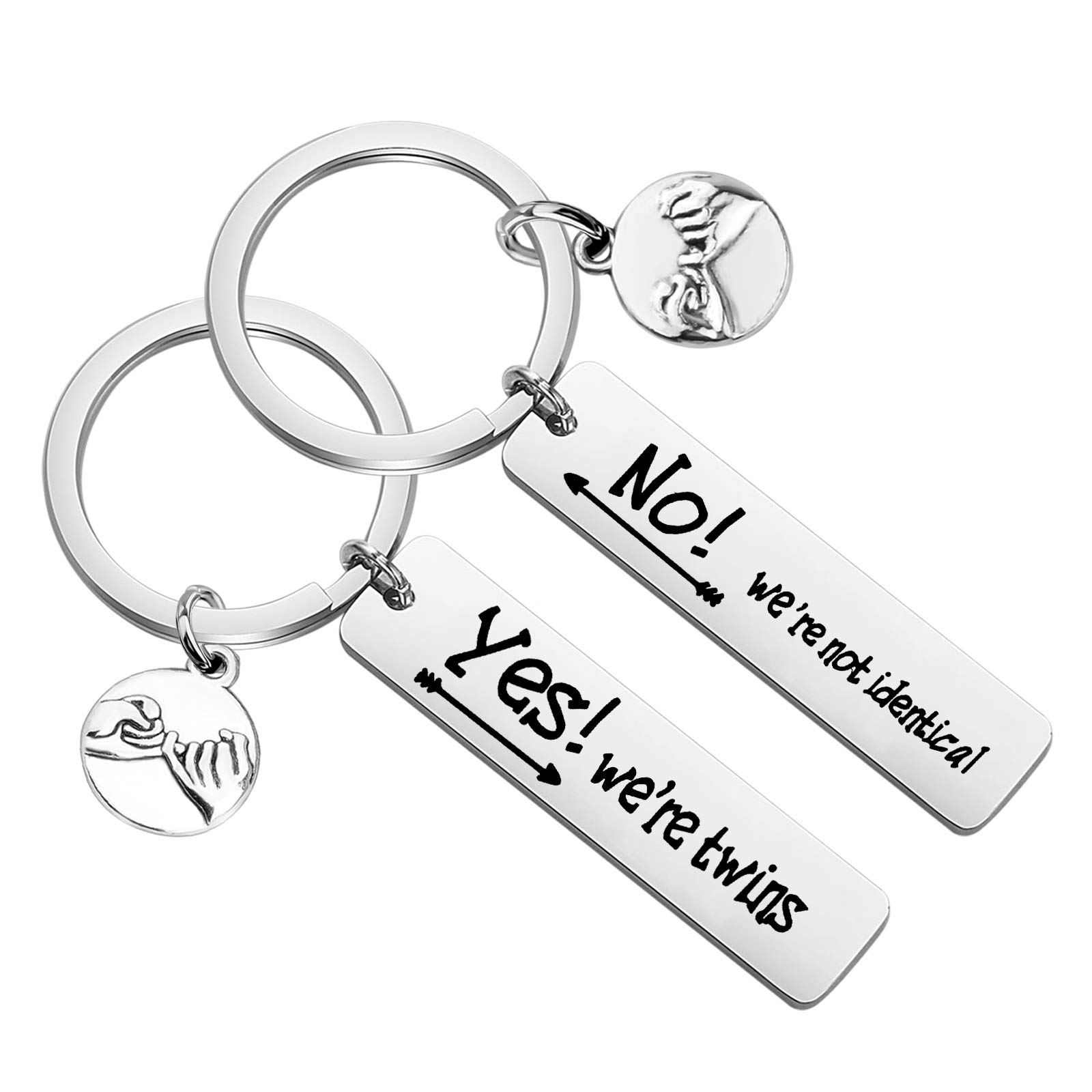 KEYCHIN Twin Matching Keychain Twin Jewelry Twin Sister/Brother Gift Yes We Are Twins No We Are Identical Twins keychain (We Are Identical k)