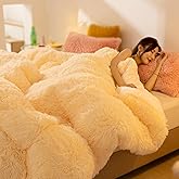 AETVRNI Luxury Thick Fluffy Faux Fur Comforter,Big Heavy Warm Winter Comforter Set,Modern Casual Ultra Soft Thick Blanket All Season Plush Shaggy Bedding 1 Piece,Yellow,Twin