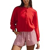 Arssm Womens Button Up Cardigan Sweater Crewneck Long Sleeve Fall Soft Knit Sweater Outwear