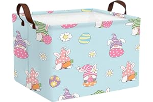 HEFEICZ Cute Large Easter Basket Gift Empty Spring Easter Storage Bin Kid Room Bunny Egg Decor (H-15)