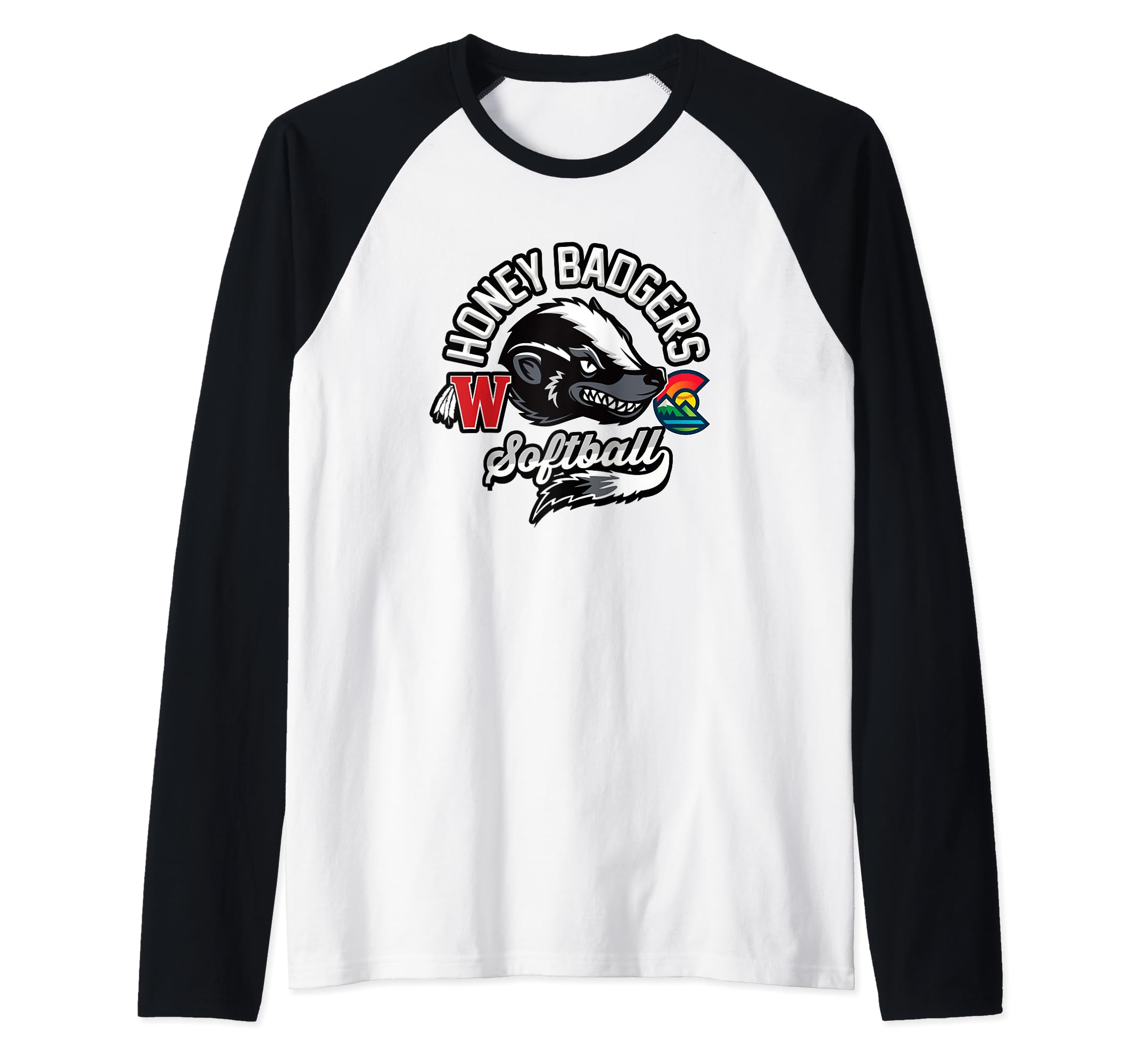 Colorado Honey Badger Softball Team Jersey Raglan Baseball Tee