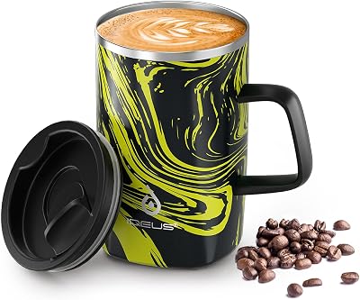 Ideus 16oz Vacuum Insulated Stainless Steel Coffee Mug with Handle and Slider