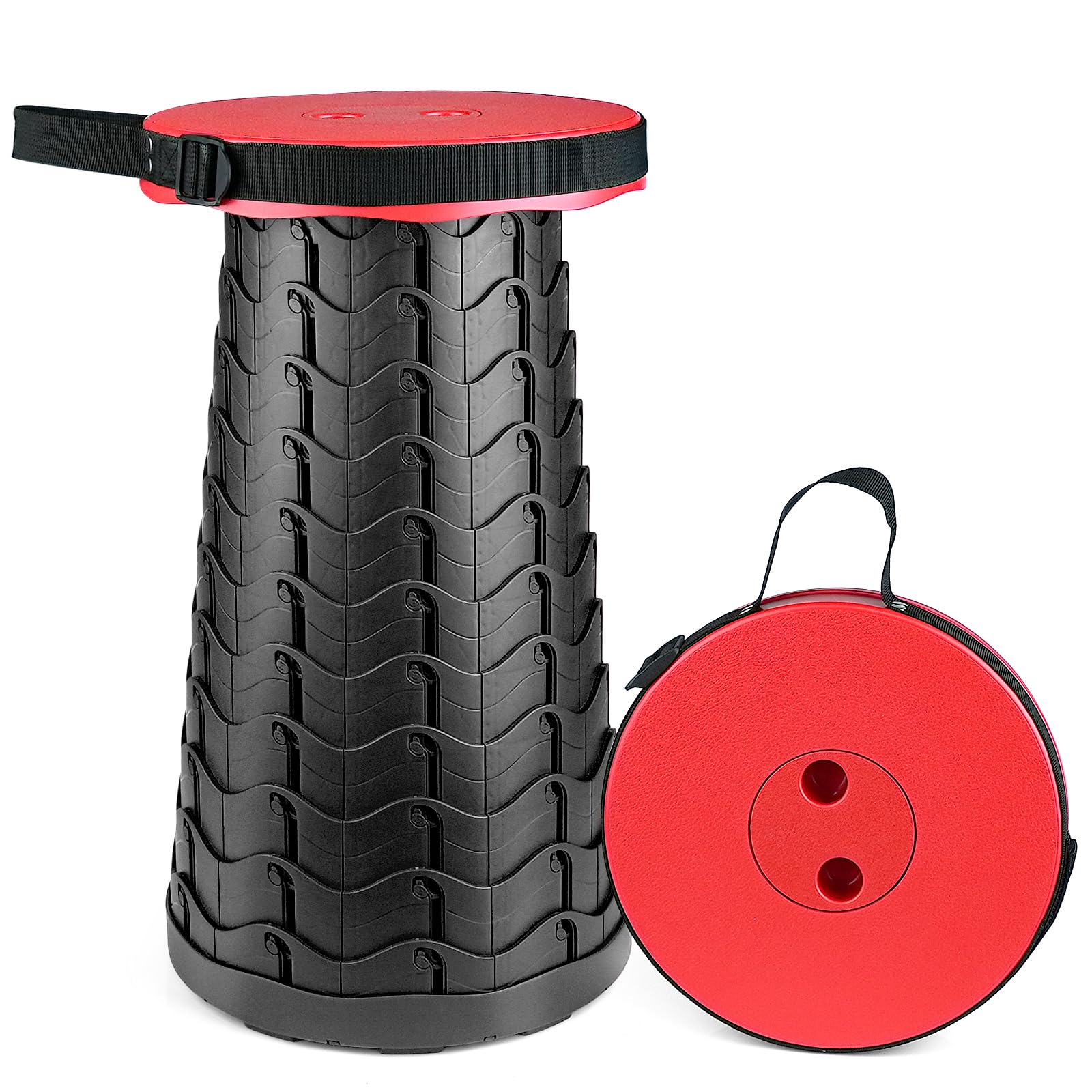 Hesanzol Portable Telescoping Stool, Retractable Folding Stool for Camping Garden Fishing Hiking Travel BBQ, Adjustable Collapsible Stools Max Load 400lbs