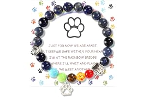 Memorial Bracelet for Dog Cat Loss, Paw Print Rainbow Bracelet with Card Pet Bridge Loss Sympathy Remembrance Gift Grieving P