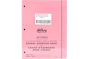 Hilroy Stitched Exercise Book, 8 mm Ruled with Margin, 3-Hole Punched, 80 Pages/40 Sheets, 20-Pack, Assorted Colour Covers (1