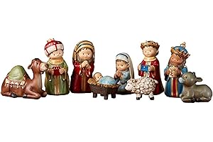 CHRISTIAN BRANDS Avalon Gallery Nativity Sets for Christmas - Christmas Pageant Nativity Scene, 4-Inch Scale, 9-Piece