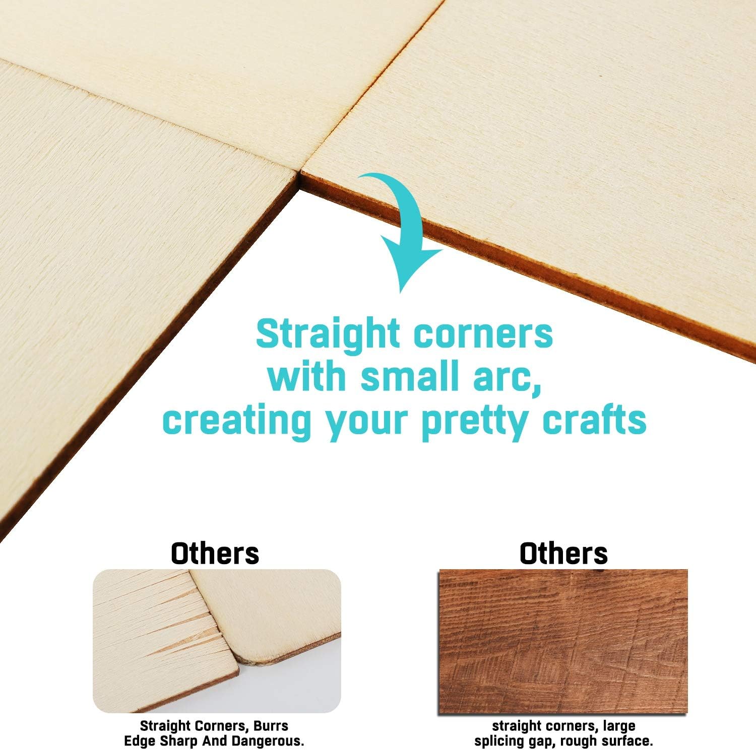 Unfinished Wood Board - 100Pcs 3 x 3in Blank Natural Slices Wood Square for DIY Crafts Painting, Scrable Tiles, Coasters, Pyrography, Decorations