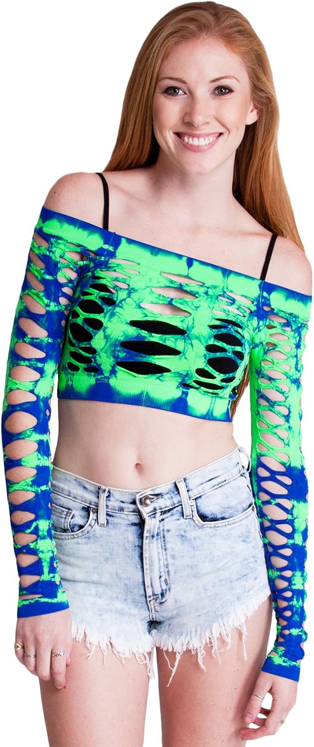 fishnet off the shoulder crop top