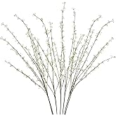 Lcuasc 6pcs Artificial Willow Branches with Flower,43in Faux Long Willow Full Vitality Small Flower Stems for Spring Home Office Bedroom Party Wedding Table Centerpieces Decor (White)