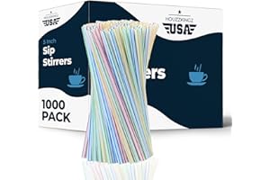 HOUZZKINGZ USA 1000 Coffee Stirrers Stir Sticks - 5" Cocktail Straws Drink Stirrer - Striped Assorted Colors Swizzle Barware Whiskey Short Plastic Disposable Stirring Straw, Cocktails Coffee Bar Accessories Supplies