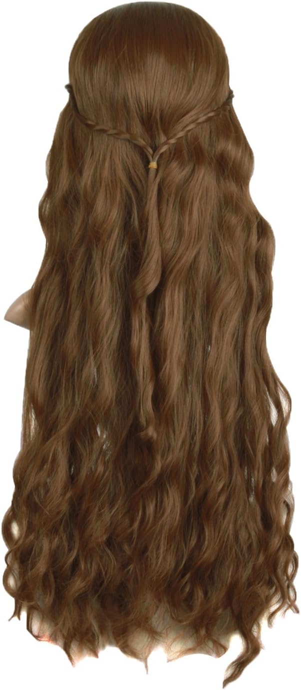 MapofBeauty 30"/75cm Dignified and Elegant Side Bangs Women Long Wavy Curly Cosplay Braided Queen Wigs (Flax Brown) - Image 5
