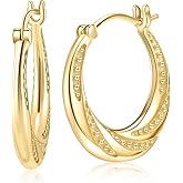 14K Gold Hoop Earrings for Women, Gold Earrings Hoops, Gold Vermeil Earrings Women Trendy Jewelry, 14K Gold Plated 925 Sterling Silver, 22mm