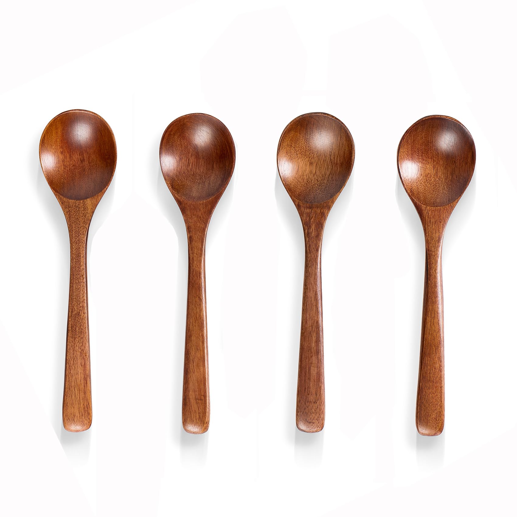 Photo 1 of Hefild 4 PCS Wooden Spoons for Eating, 7 inch Wooden Honey Spoons for Tea, Wood Teaspoons for Stirring Coffee, Hard Wood Table Spoon for Cooking, Small Serving Spoon for Soup, Desserts & Cereal
