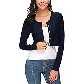 EXCHIC Women's Cropped Knit Cardigan Sweater Long Sleeve Button Down Open Front Bolero Shrug for Spring and Fall