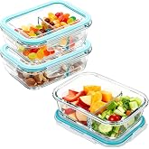 Piszvbej 3 Pack Glass Snack Containers, Glass Snack Pack Containers with Airtight Lids, No Leak, Easy Open Small Food Storage Container, Reusable Meal Prep Container, Perfect Lunch Box for Outdoor