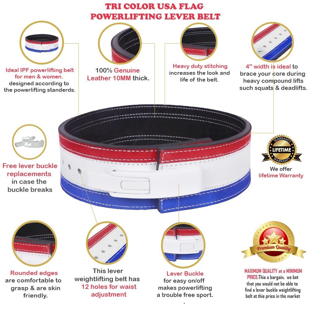  Hawk Lever Belt Tri Color Usa Flag Powerlifting