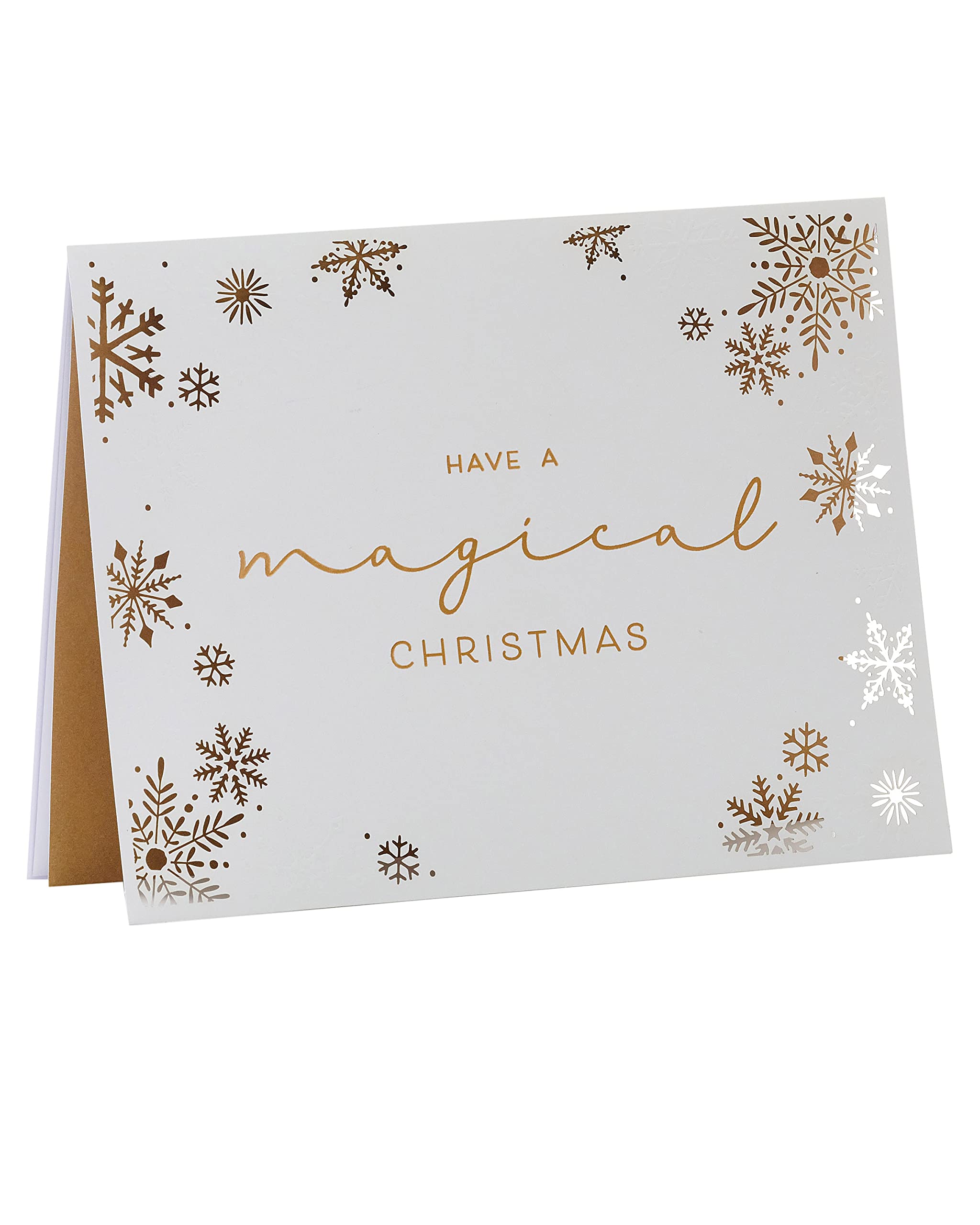 UK Greetings - Box of 8 Gold Foiled Snowflake Mind Charity Christmas Cards Luxury Quality 557003