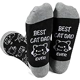 QONCV Cat Dad Gifts, Best Cat Dad Socks Father Daddy Gifts for Men Cats Lovers Cats Owner Fathers' Day Appreciation Thank You Halloween Christmas Easter Birthday Presents Accessories Ideas