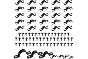 Mardatt 25 Set 3/8"(10mm) Two Hole Pipe Strap Clamp, Carbon Steel Rigid U Bracket Clamps U-Tube Strap Clamp Conduit Clamps wi