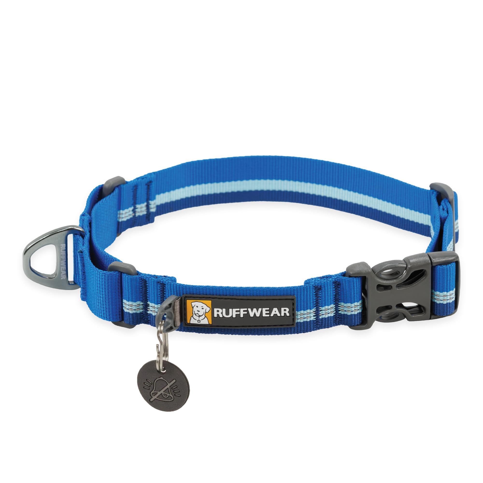 RUFFWEAR Web Reaction Collar, Large Dog Collar, Adjustable Martingale Collar with Aluminium V-Ring & Side Release, Fabric Reflective Dog Collar with Tubelock Webbing, 51-58cm, Blue Pool