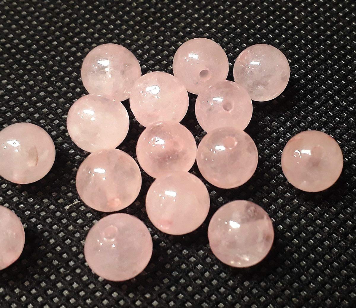 Pink Quartz/Quartz Gemstone Beads, 8 mm, 6 mm, 4 mm, Ball, Stone Pearl with Hole for Threading Pearl Necklace, Jewellery Beads Gemstone (4 mm, 25 Pieces)