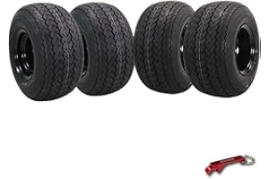 Kenda Hole-N-1 K389 18x8.5-8 Golf Cart Tire with 4-Ply Rating & Pre-Assembled Semi-Gloss Black Wheel with Keychain - Hole in one 18/8.5/8-4-Pack