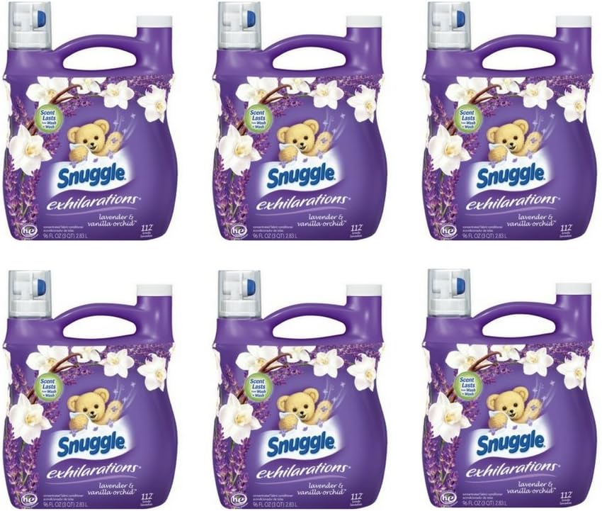 Snuggle Exhilarations Liquid Fabric Softener, White Lavender & Sandalwood Twist, 96 oz (6 pack)