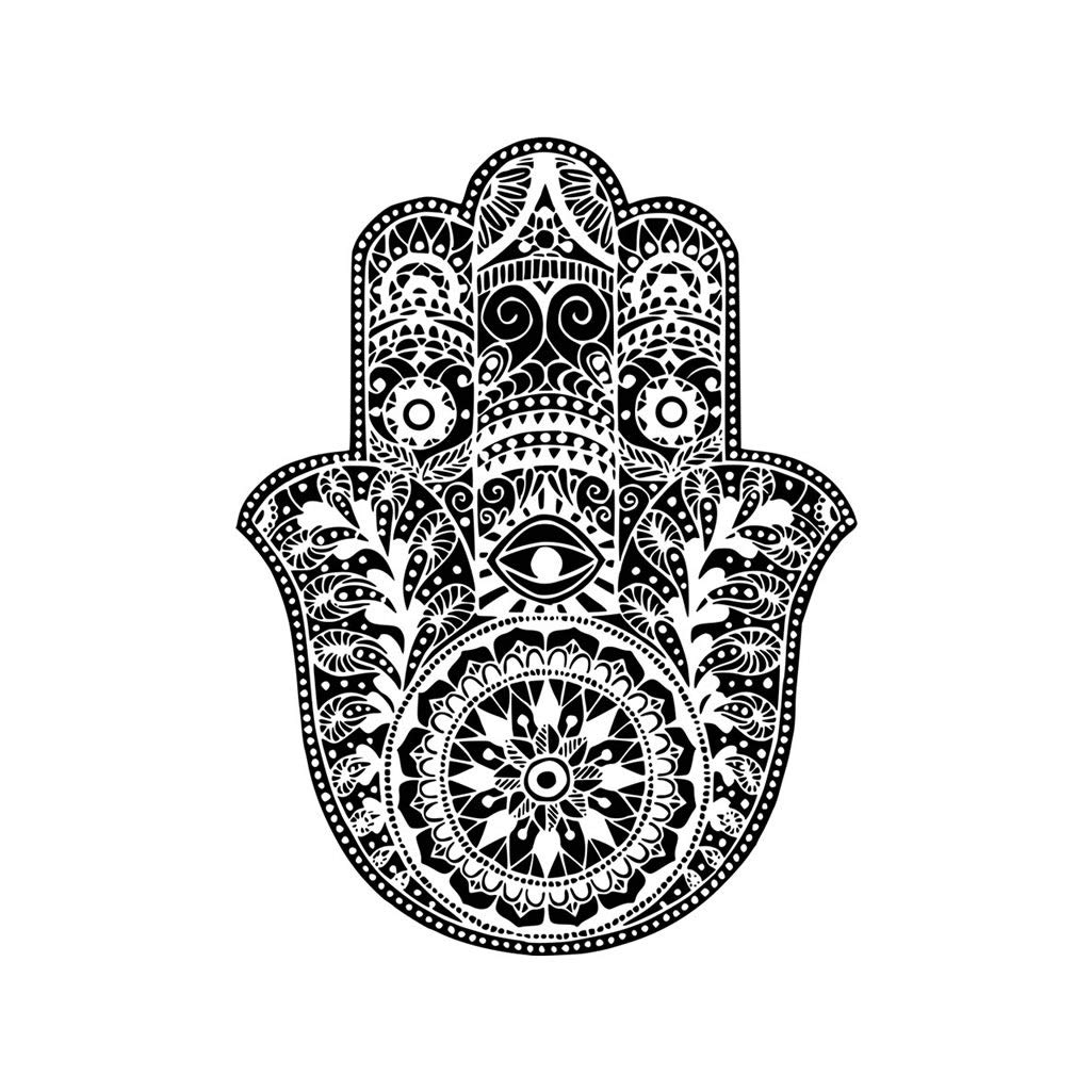 Set of 5 Hamsa Hand Iron on DIY Screen Print Patch Machine Washable Motif Applique Transfer Henna Hands