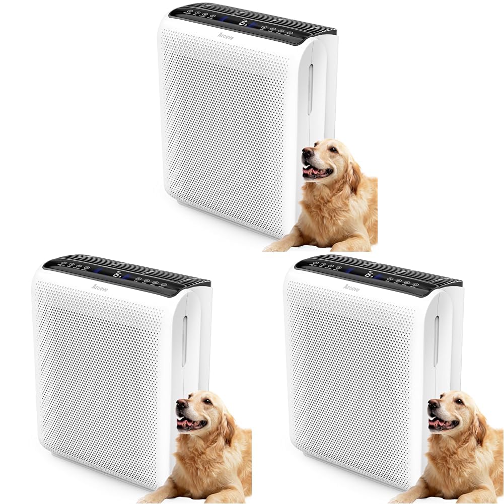 AROEVE Air Purifiers For Home Large Room Up to 1504 Sq Ft with Air Quality Sensors, Washable Filters, Filters Pet Dander, Pollen, Smoke, Dust for Bedroom Office, MK07 White (Pack of 3) Image AROEVE Air Purifiers For Home Large Room Up to 1504 Sq Ft with Air Quality Sensors, Washable Filters, Filters Pet Dander, Pollen, Smoke, Dust for Bedroom Office, MK07 White (Pack of 3) Image