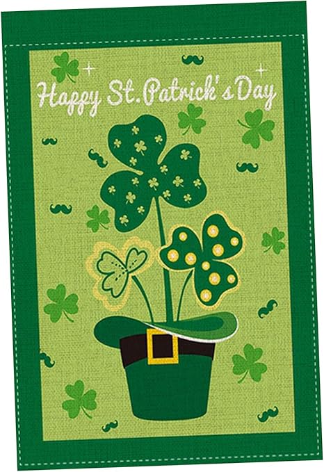 Amazon Cuticate Stパトリックデーフラグ両面シャムロックのための家 庭 パーティー 装飾 シーズン 屋外 庭 45x30cm を ガーデンオーナメント 置物