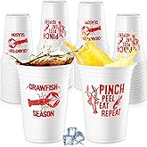 Qinyoung 48 Pcs Crawfish Boil Party Supplies Bulk 16 oz Crawfish Cups Thick Plastic Disposable Cup Boil Seafood Party Supplies Gift (White)