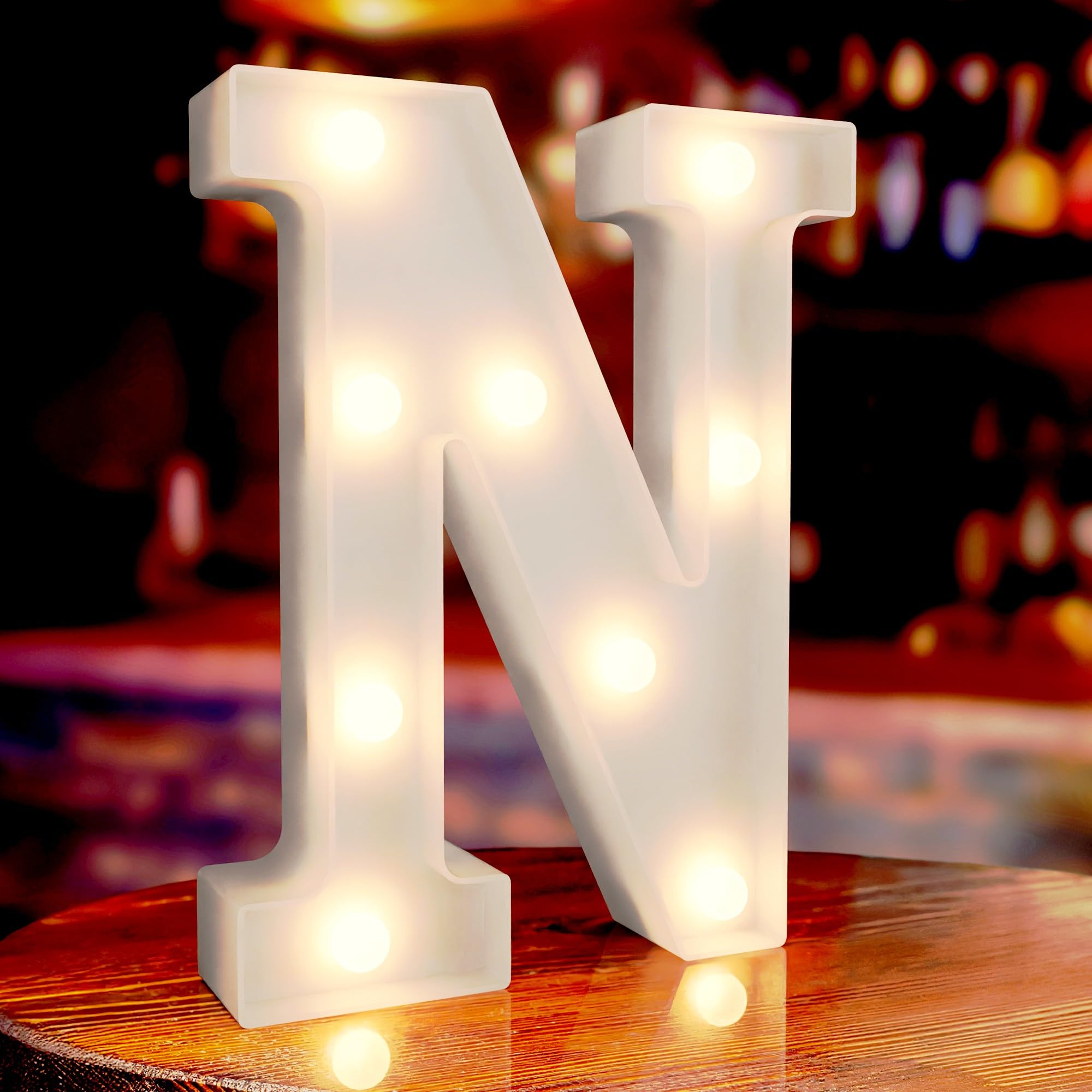 Photo 1 of Marquee Letters N, Led Letter Lights, 26 Alphabet Battery Powered LED Light Up Name Sign, Decorative Lighted Standing Letters for Graduation Party Night Light Wedding Birthday Room Bar Wall Decor