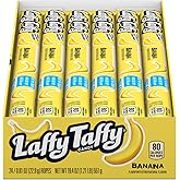 Laffy Taffy Banana Rope Candy, Individually Wrapped, 0.81 oz, 24 Ct | Chewy stretchy taffy rope, banana flavor, individually wrapped, jokes on wrapper, lunchbox, party, sharing
