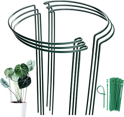 MUAEEOK 6 Pack Plant Support Stakes 25x60cm Half Round Garden Cage