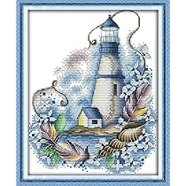 Awesocrafts Point De Croix Kit Complet Estampé, Oiseau Sur Branche Estampillé 11CT 3 Brins 46×33cm Broderie Point De Croix Imprimé