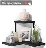 SRIWATANA Corner Shelves 2 Tier Floating Wall Mounted Rustic Black view 4