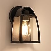 LUTEC Outdoor Wall Light Fixtures, Exterior Waterproof Wall Lantern with Clear Glass Shade, Aluminum Modern Matte Black Porch