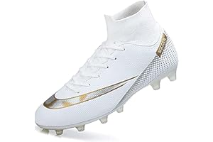 UYO Men's Soccer Cleats Football Shoes with High-Tops Lace-Up Non-Slip Spikes Ankle Support Outdoor Athletic Firm Ground Turf Sneaker