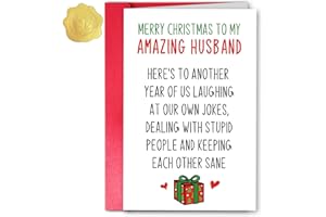 Lcmjjm Funny Christmas Card for Husband from Wife, Merry Christmas to My Amazing Husband, Humorous Holiday Greeting for Coupl