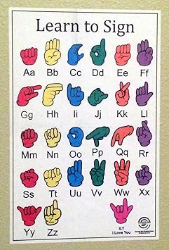 Small Peel & Stick Asl American Sign Language Fingerspelling Chart