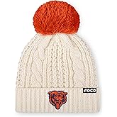 FOCO NFL Womens NFL Team Logo Cable Knit Pom Beanie Hat