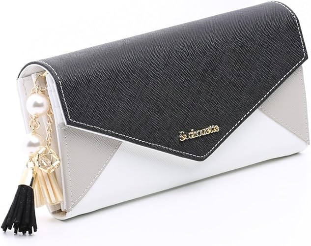 Amazon セット品 Chouette シュエット レター２つ折り 長財布 レディース サイフ さいふ サマンサ かぶせ財布 二つ折り 長財布 チャーム ブラック Samantha Thavasa サマンサタバサ 財布