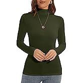 DSPSAM Mock Turtle Neck Long Sleeve Pullover High Neck Undershirt Slim Fit Basic Casual Tee Tops