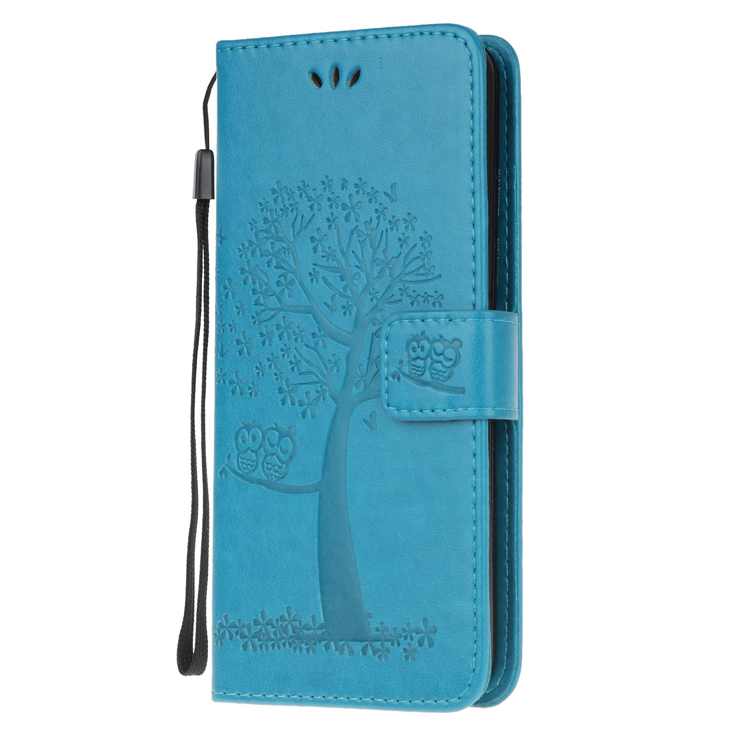 Thoankj Samsung Galaxy A71 Case, Flip Shockproof PU Leather Slim Fit Wallet Case Owl Tree with Stand Card Slot Holder Gel Bumper Folio Protective Cover for Samsung Galaxy A71 Phone Case Blue