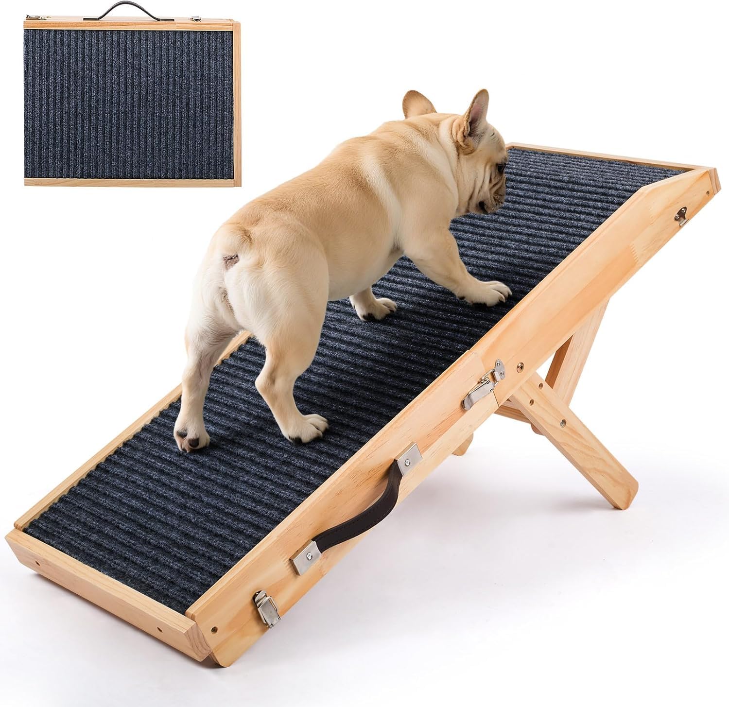 Photo 1 of *FOR PARTS ONLY* Wood Dog Ramp for Bed, 5-Level Adjustable Height (10" to 21") Pet Ramp with Non-Slip Surface for Couch, Bed and Car, Foldable Dog Stairs for Small, Medium to Large Dogs, Up to 200LBS