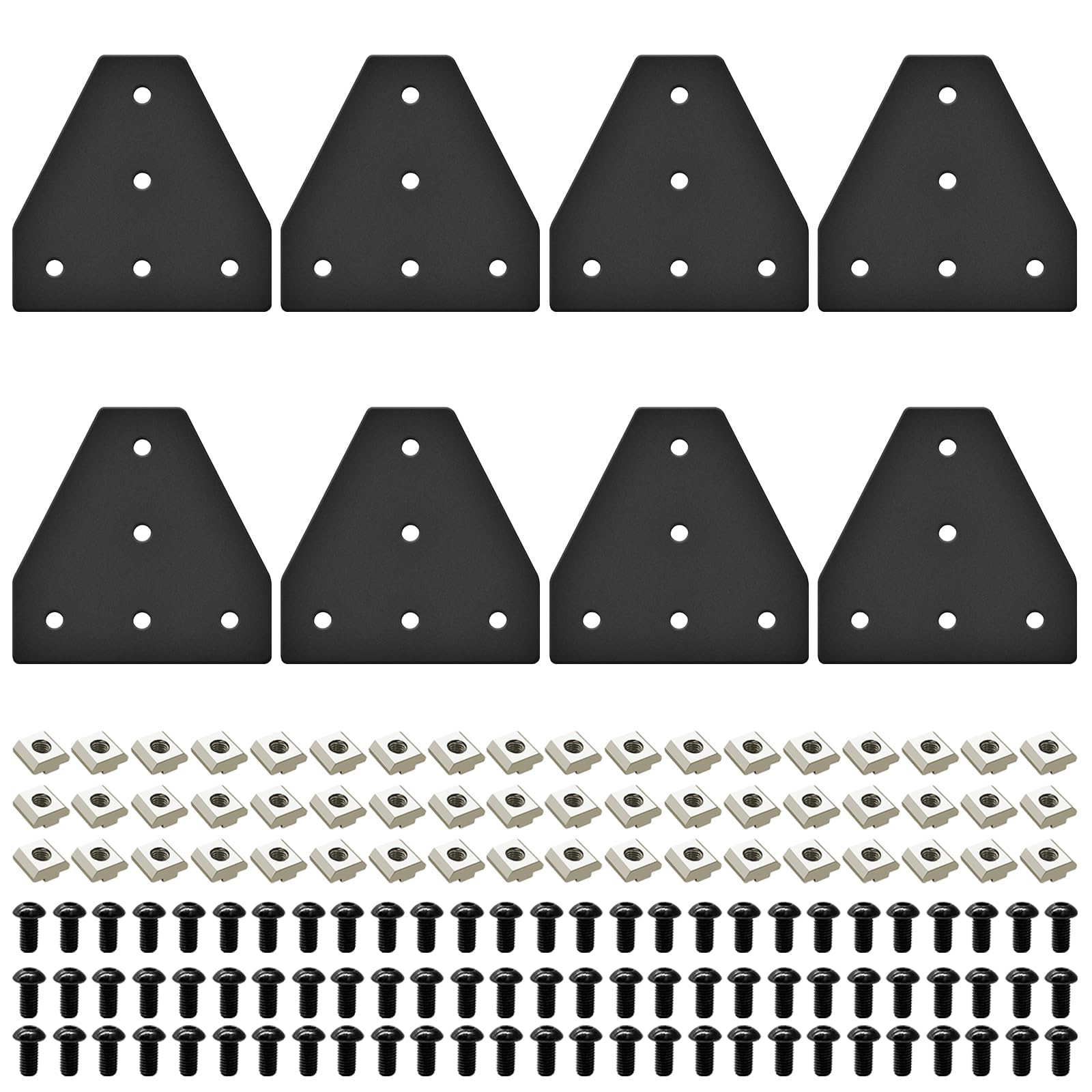 IMETRX 8pcs 3030 Extrusion T Plate Joining Corner Brackets Connector T Slot Hardware 3030 V Slot Aluminum Extrusion Accessories with T Nuts and Screws for Extruded Aluminum Black — image 1