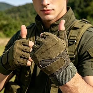 Tactical Half Finger Gloves Lightweight Men Non Slip Heavy Duty Breathable Mittens for Bicycle Riding Excursion