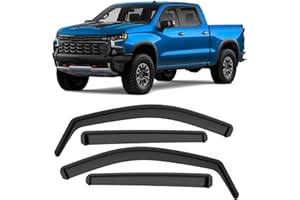 GEARMEISTER in-Channel Rain Guards Fit for Chevy Silverado 1500 2019-2024 Crew Cab, Durable Side Windows Rain Guard Compatible with GMC Sierra 1500 Crew Cab 2019-2024 Wind Deflectors Black - 4 PCS