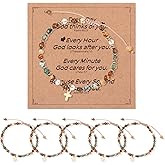 NYTGAH 6 PCS Cross Bracelet,Christian Gifts for Women,Catholic Inspirational Gifts for Women,Drawstring Beaded Natural Stone Bracelets for Unisex Adult