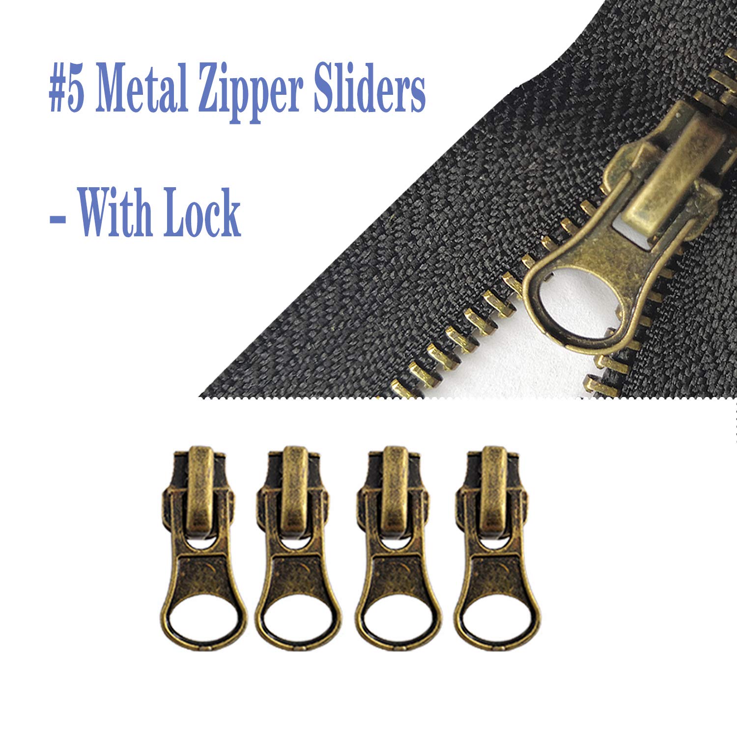 Meikeer 12-Piece #5 Universal Zipper Slider Replacement Kit - Includes Sliders for Easy Repair of Metal, Plastic, and Nylon Coil Luggage, Bags, and Jackets